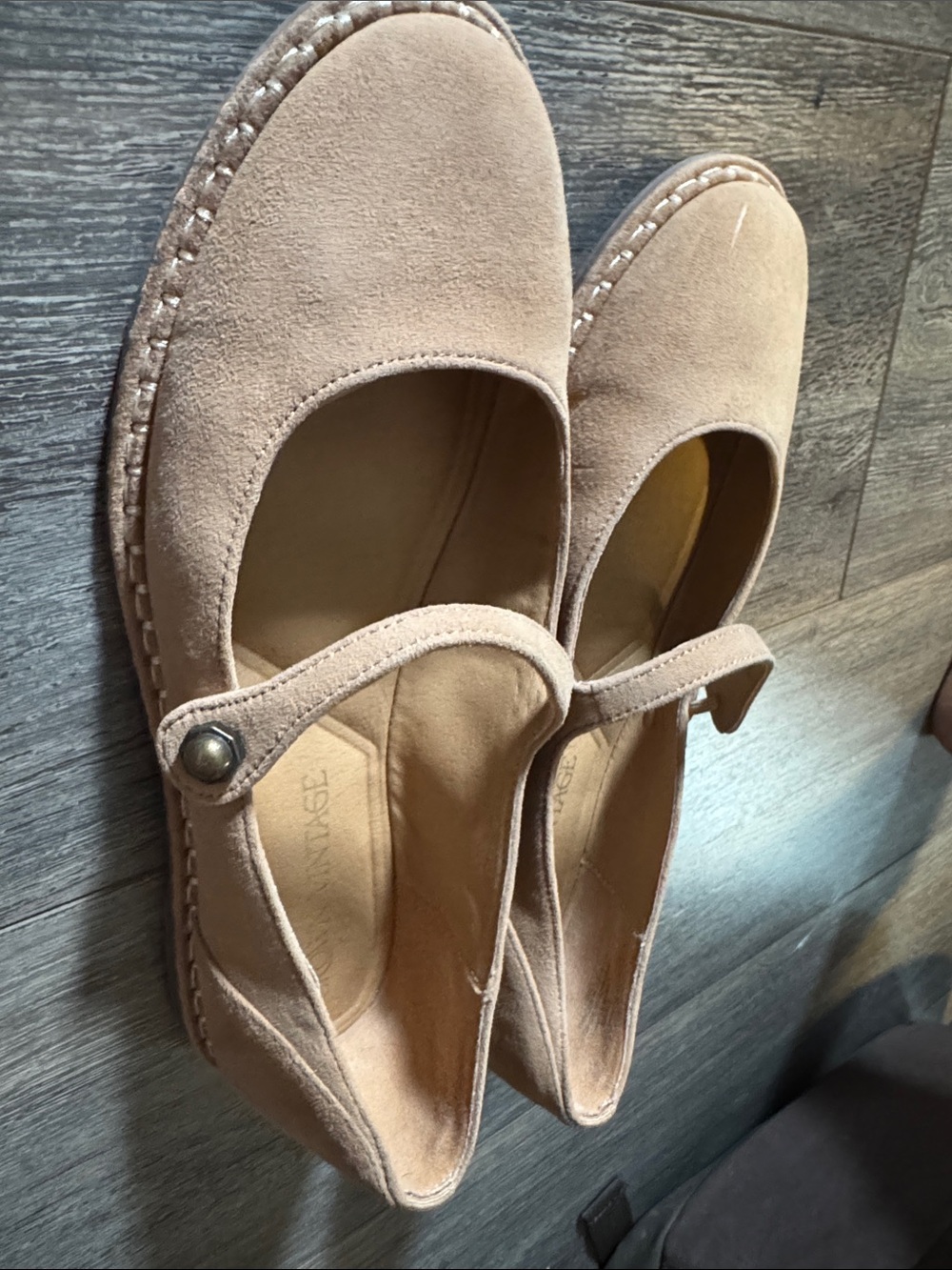 Crown Vintage Suede Mary Jane Flats in Beige - Picture 7 of 10